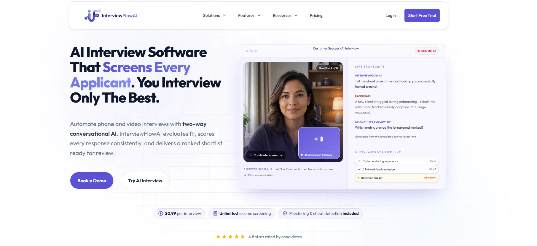 InterviewFlowAI AI recruiting and candidate screening platform