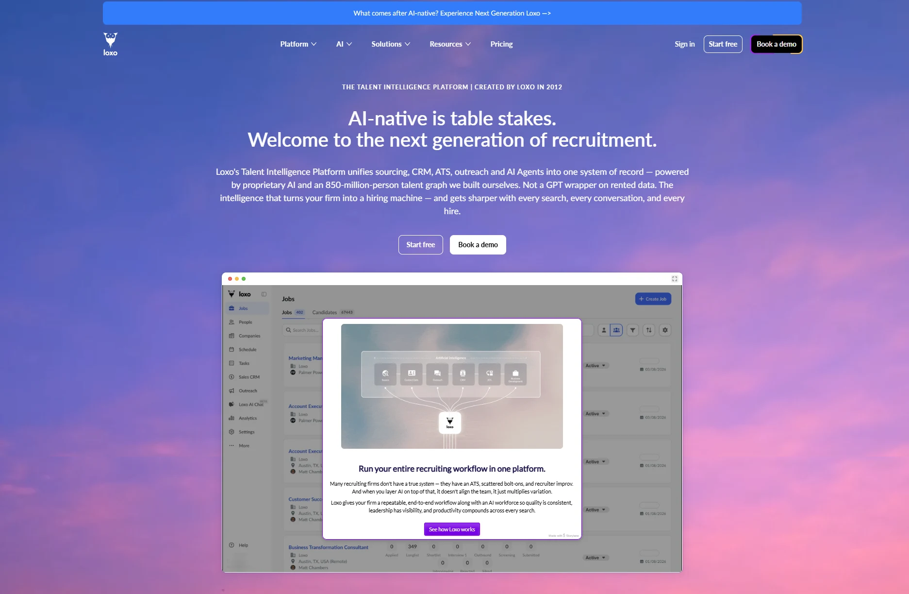 Loxo recruiting platform for active talent teams